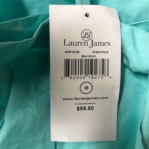 Lauren James Blue Shorts Linen Blend Size M NWT - Picture 4 of 6